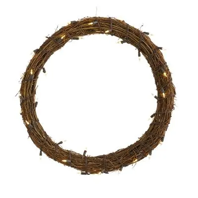 22" Vine Wreath with 50 Warm White LED Lights