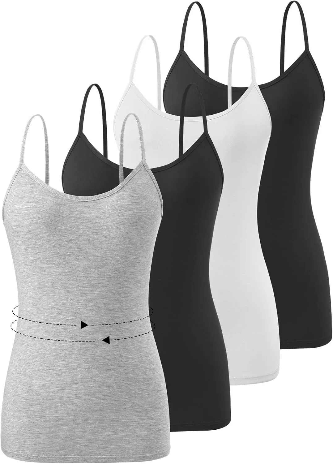 4 PCS Basic Camisoles Tops for Womens Undershirts Adjustable Spaghetti Strap Tanks