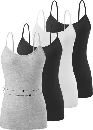 4 PCS Basic Camisoles Tops for Womens Undershirts Adjustable Spaghetti Strap Tanks