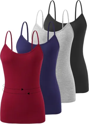 4 PCS Basic Camisoles Tops for Womens Undershirts Adjustable Spaghetti Strap Tanks
