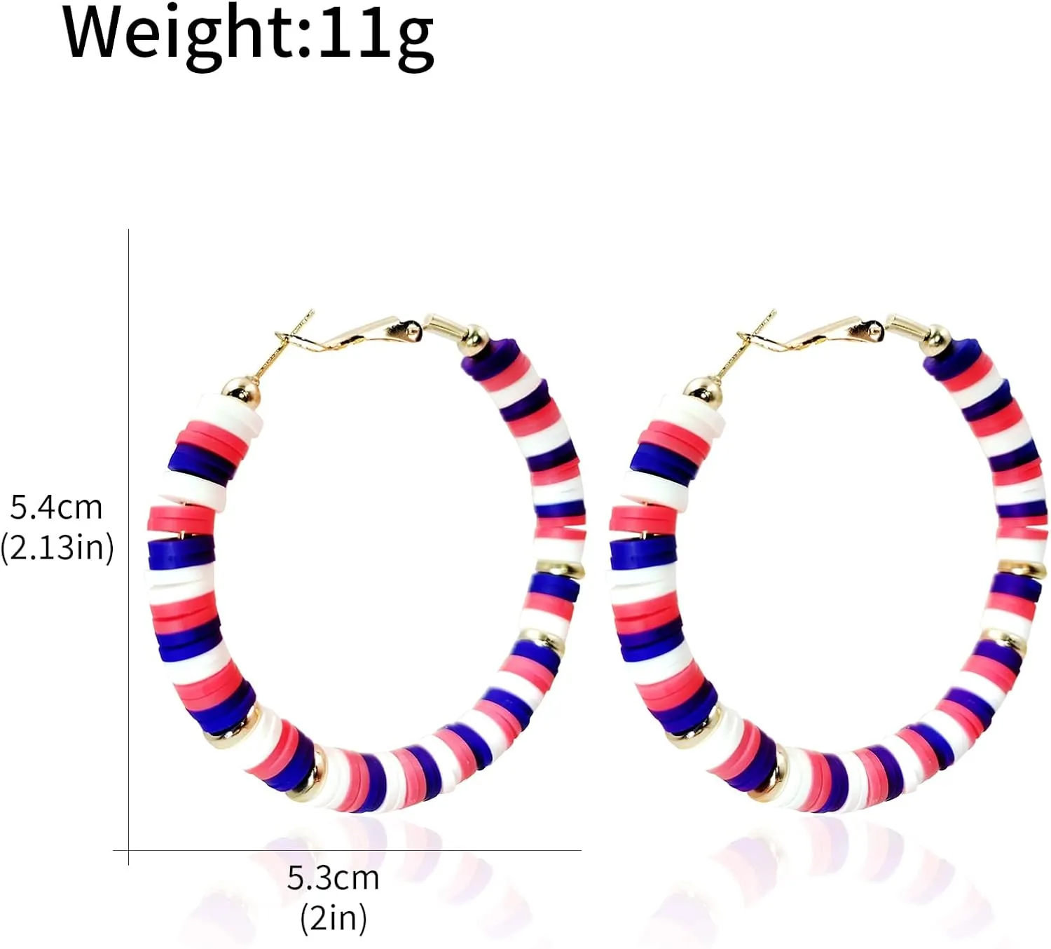 4th of July Earrings for Women Patriotic Earrings Independence Day Hoop Beaded Earrings Red White and Blue American Flag Earrings for Women Lightweight Holiday Jewelry