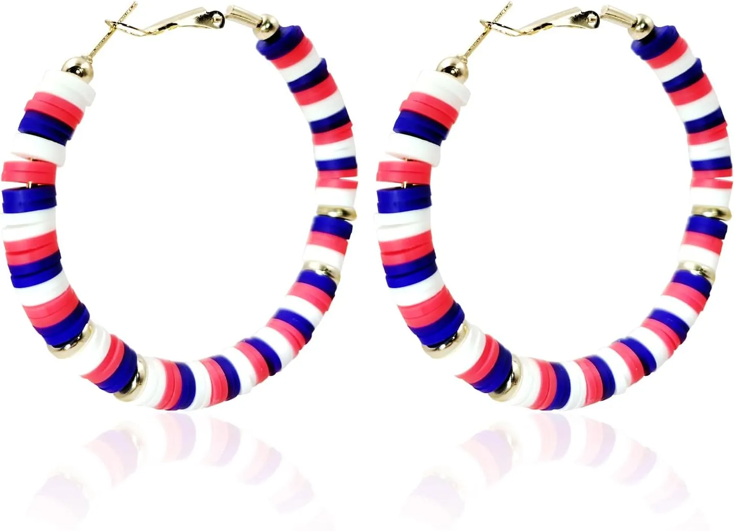 4th of July Earrings for Women Patriotic Earrings Independence Day Hoop Beaded Earrings Red White and Blue American Flag Earrings for Women Lightweight Holiday Jewelry