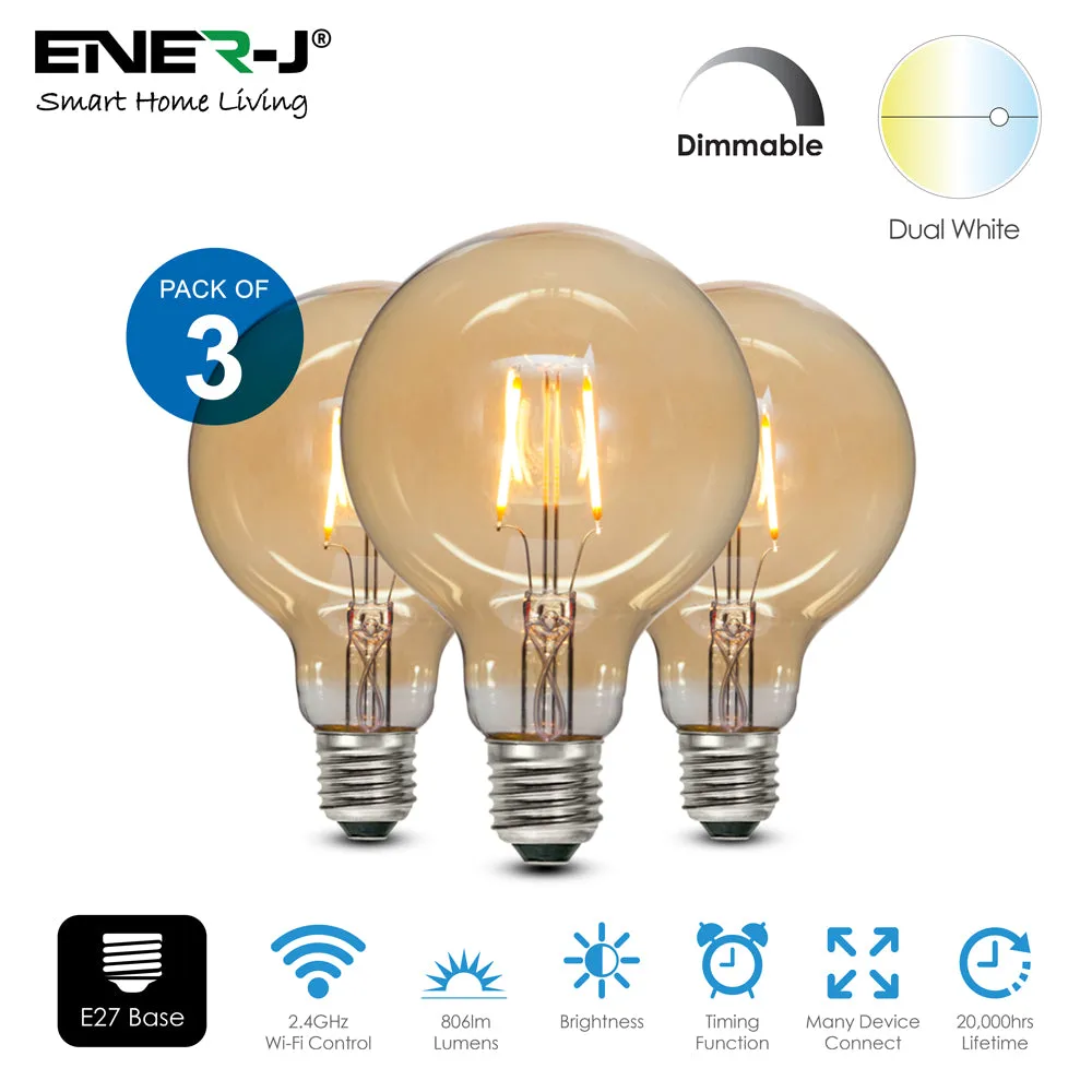 8.5W E27 Edison Screw G95 Smart Dimmable WiFi Filament Lamp, Retro style