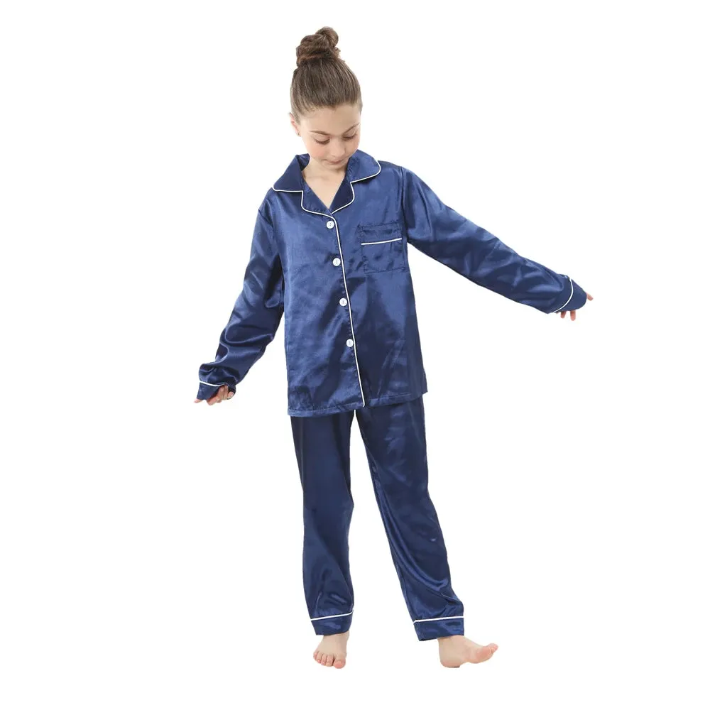 Baby Toddler Silk Pyjamas Children Spring Clothing Sets 2pcs Long Sleeve Shirts Pants Boys Girls Satin Pajamas Kids Sleepwear