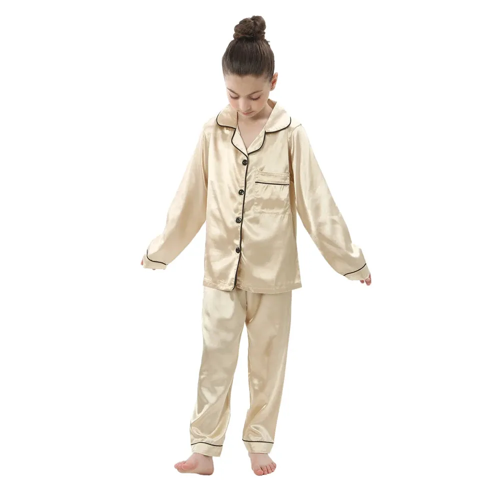 Baby Toddler Silk Pyjamas Children Spring Clothing Sets 2pcs Long Sleeve Shirts Pants Boys Girls Satin Pajamas Kids Sleepwear