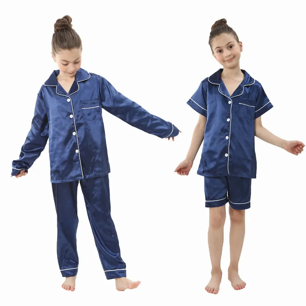 Baby Toddler Silk Pyjamas Children Spring Clothing Sets 2pcs Long Sleeve Shirts Pants Boys Girls Satin Pajamas Kids Sleepwear