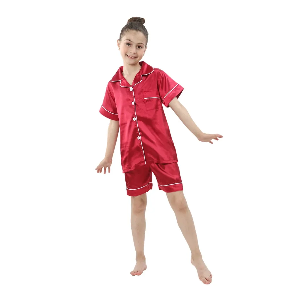 Baby Toddler Silk Pyjamas Children Spring Clothing Sets 2pcs Long Sleeve Shirts Pants Boys Girls Satin Pajamas Kids Sleepwear