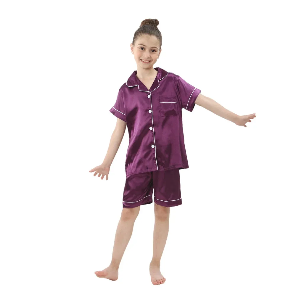 Baby Toddler Silk Pyjamas Children Spring Clothing Sets 2pcs Long Sleeve Shirts Pants Boys Girls Satin Pajamas Kids Sleepwear