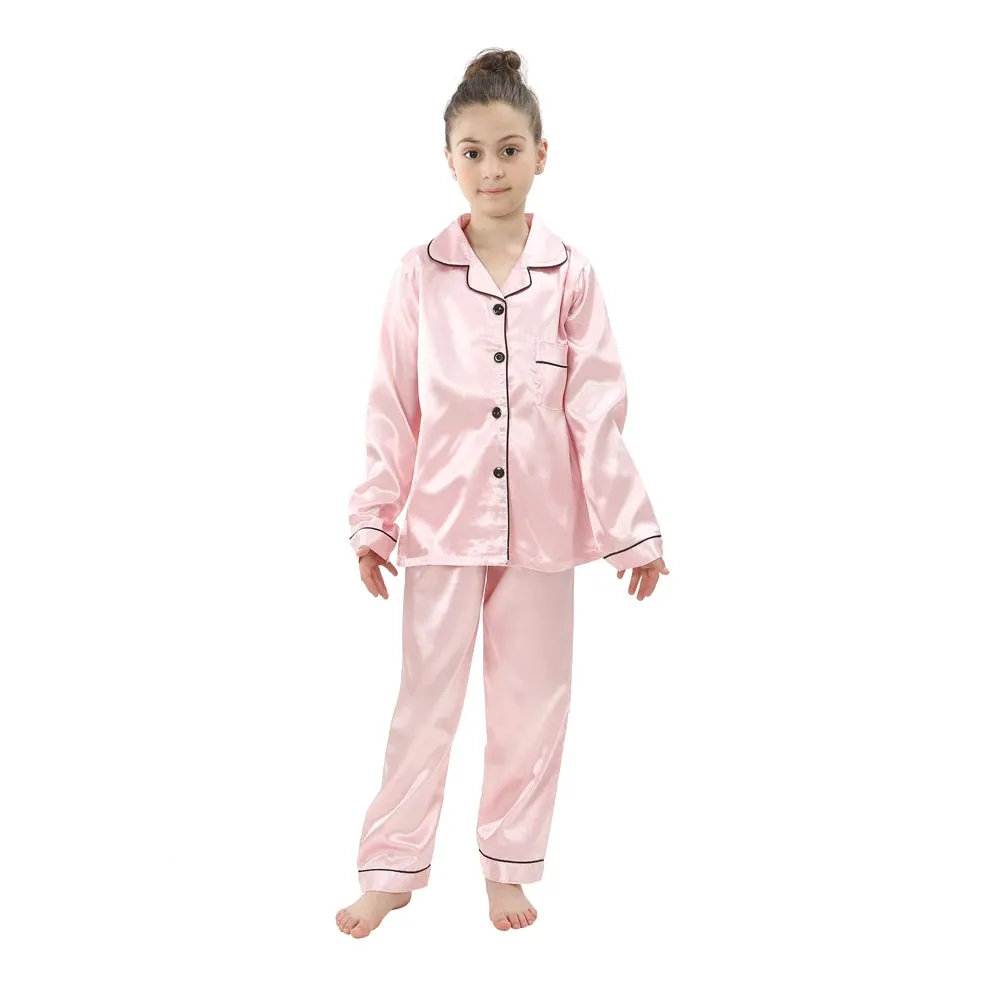 Baby Toddler Silk Pyjamas Children Spring Clothing Sets 2pcs Long Sleeve Shirts Pants Boys Girls Satin Pajamas Kids Sleepwear