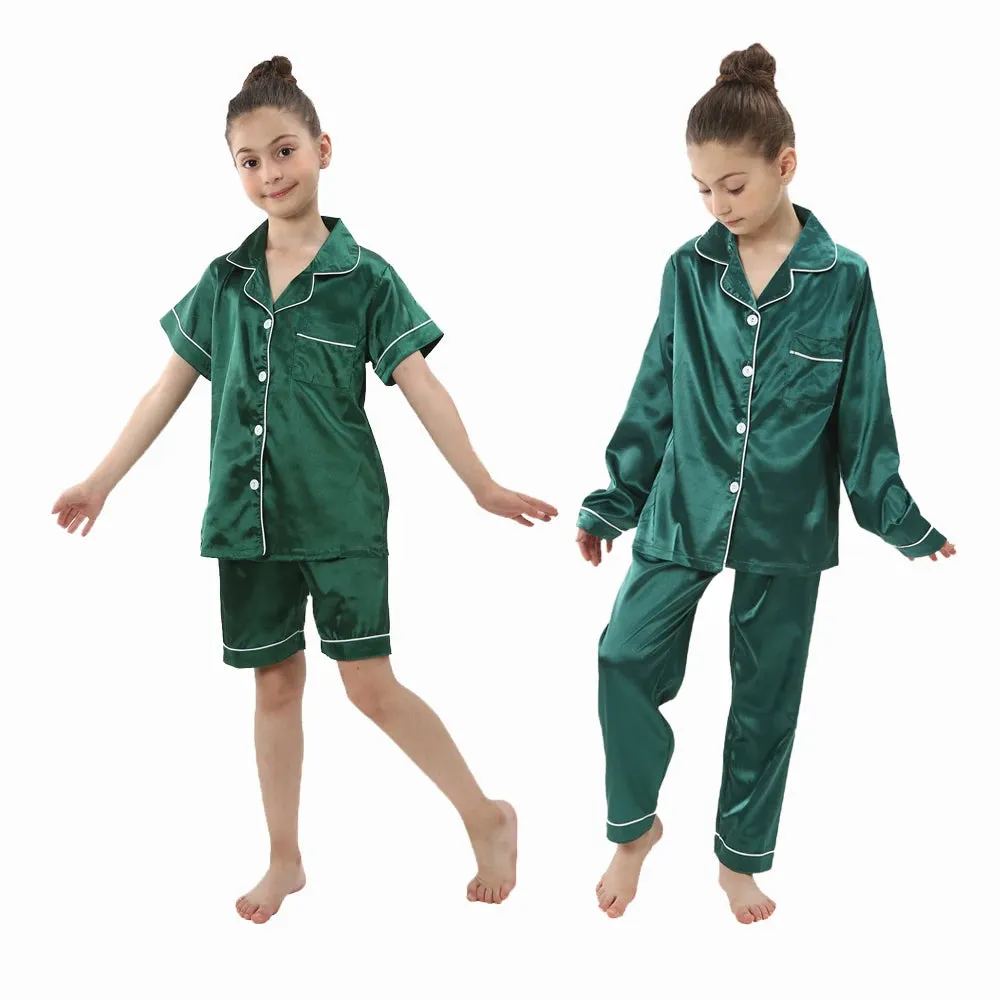 Baby Toddler Silk Pyjamas Children Spring Clothing Sets 2pcs Long Sleeve Shirts Pants Boys Girls Satin Pajamas Kids Sleepwear