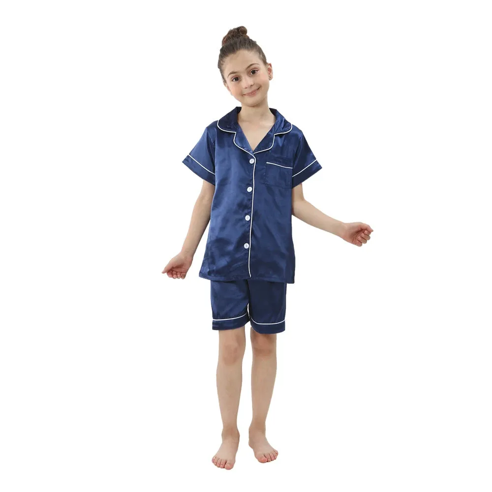 Baby Toddler Silk Pyjamas Children Spring Clothing Sets 2pcs Long Sleeve Shirts Pants Boys Girls Satin Pajamas Kids Sleepwear