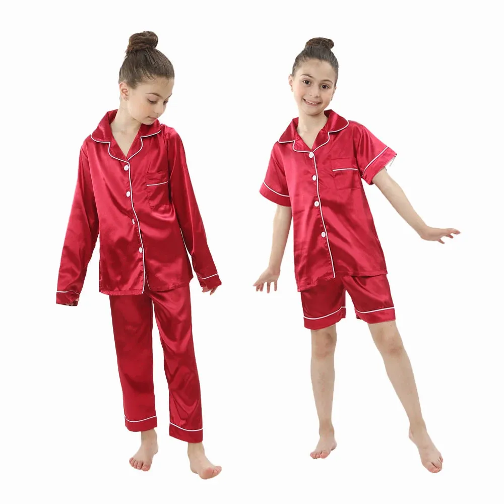 Baby Toddler Silk Pyjamas Children Spring Clothing Sets 2pcs Long Sleeve Shirts Pants Boys Girls Satin Pajamas Kids Sleepwear