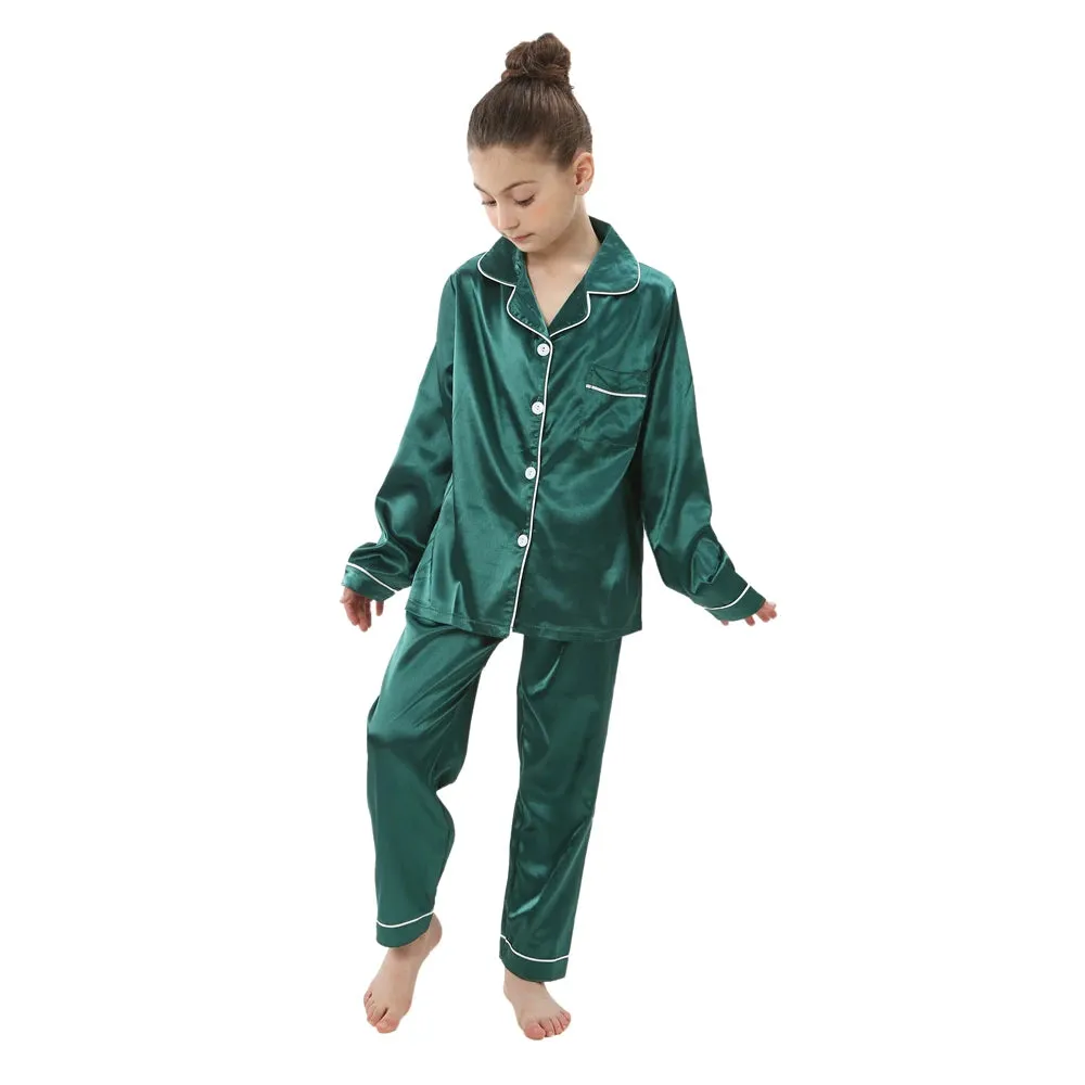 Baby Toddler Silk Pyjamas Children Spring Clothing Sets 2pcs Long Sleeve Shirts Pants Boys Girls Satin Pajamas Kids Sleepwear