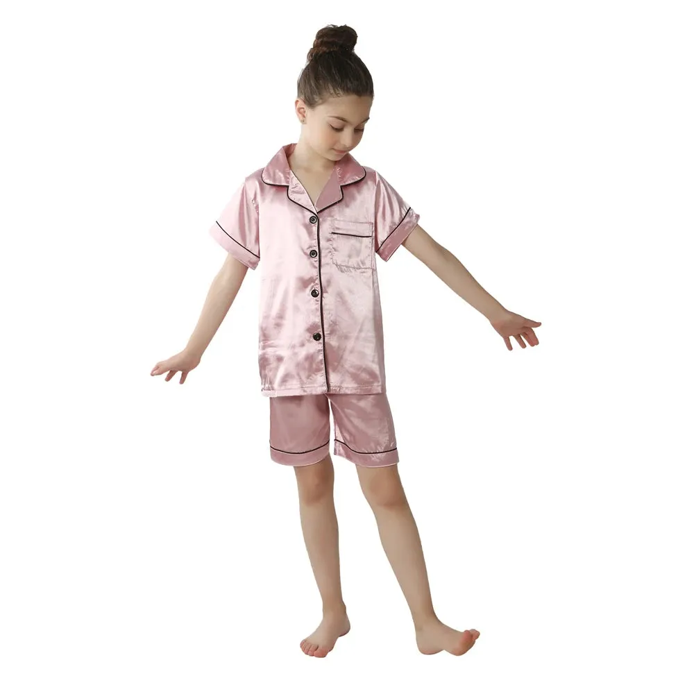 Baby Toddler Silk Pyjamas Children Spring Clothing Sets 2pcs Long Sleeve Shirts Pants Boys Girls Satin Pajamas Kids Sleepwear