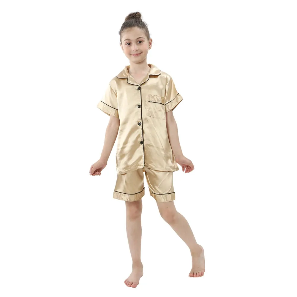 Baby Toddler Silk Pyjamas Children Spring Clothing Sets 2pcs Long Sleeve Shirts Pants Boys Girls Satin Pajamas Kids Sleepwear