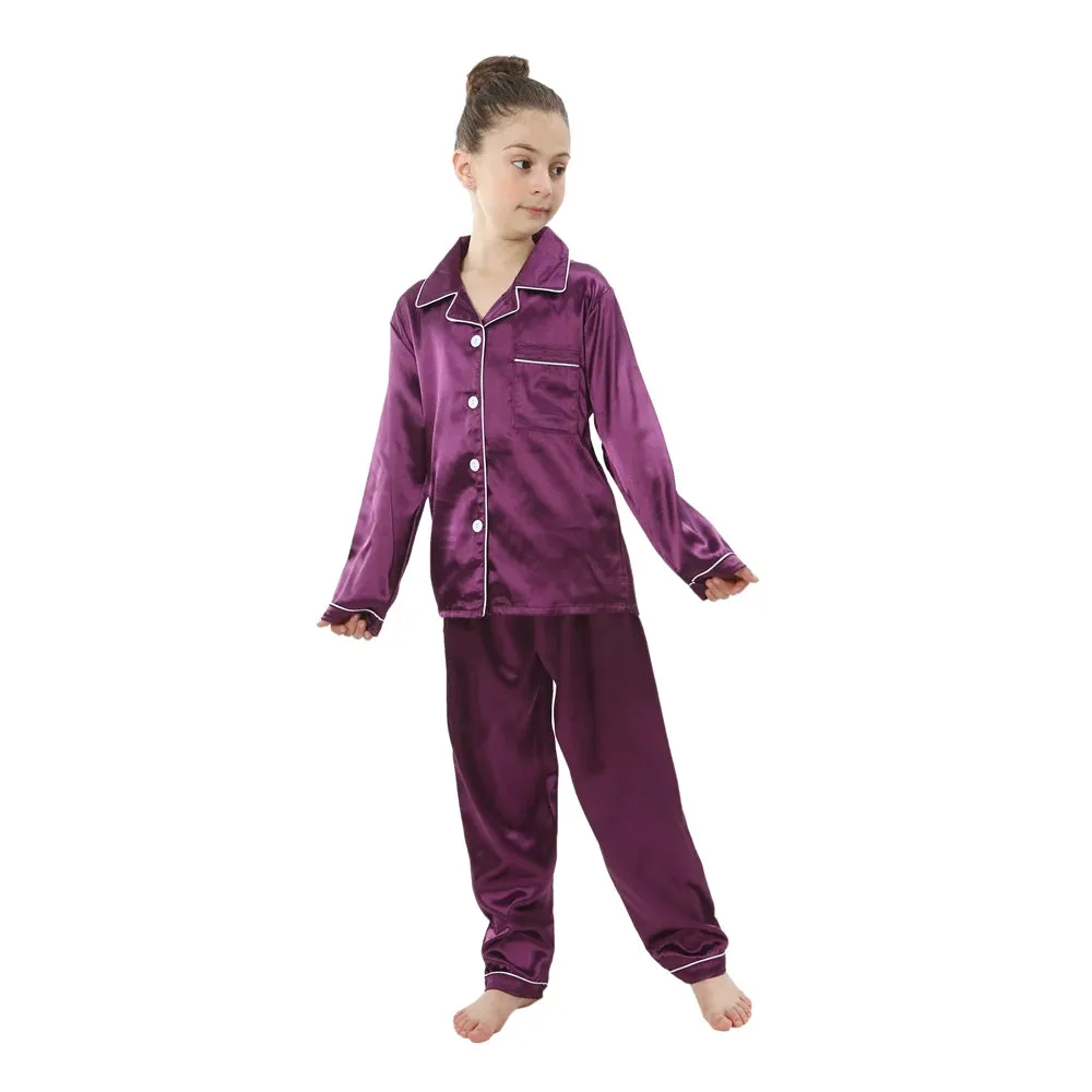 Baby Toddler Silk Pyjamas Children Spring Clothing Sets 2pcs Long Sleeve Shirts Pants Boys Girls Satin Pajamas Kids Sleepwear