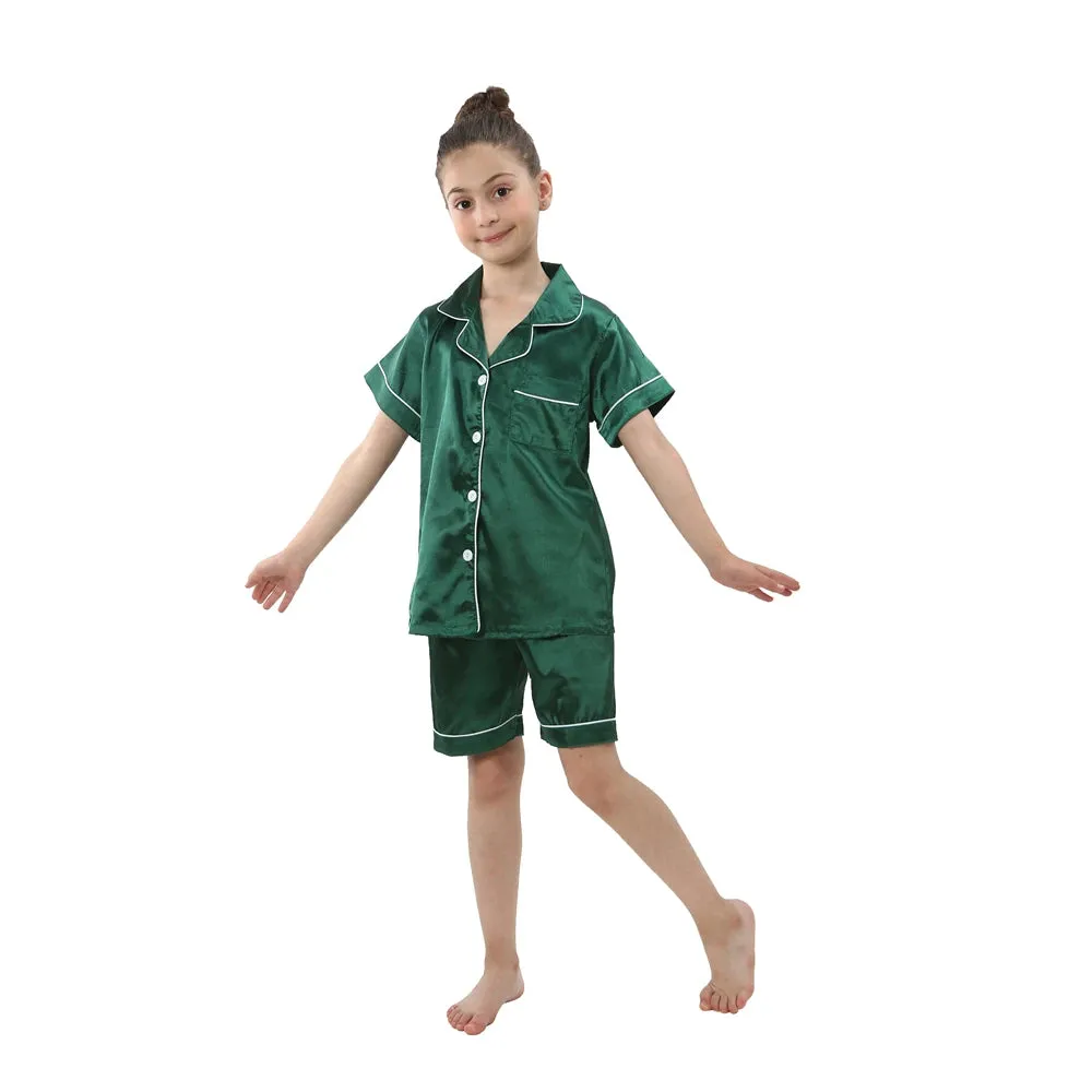 Baby Toddler Silk Pyjamas Children Spring Clothing Sets 2pcs Long Sleeve Shirts Pants Boys Girls Satin Pajamas Kids Sleepwear