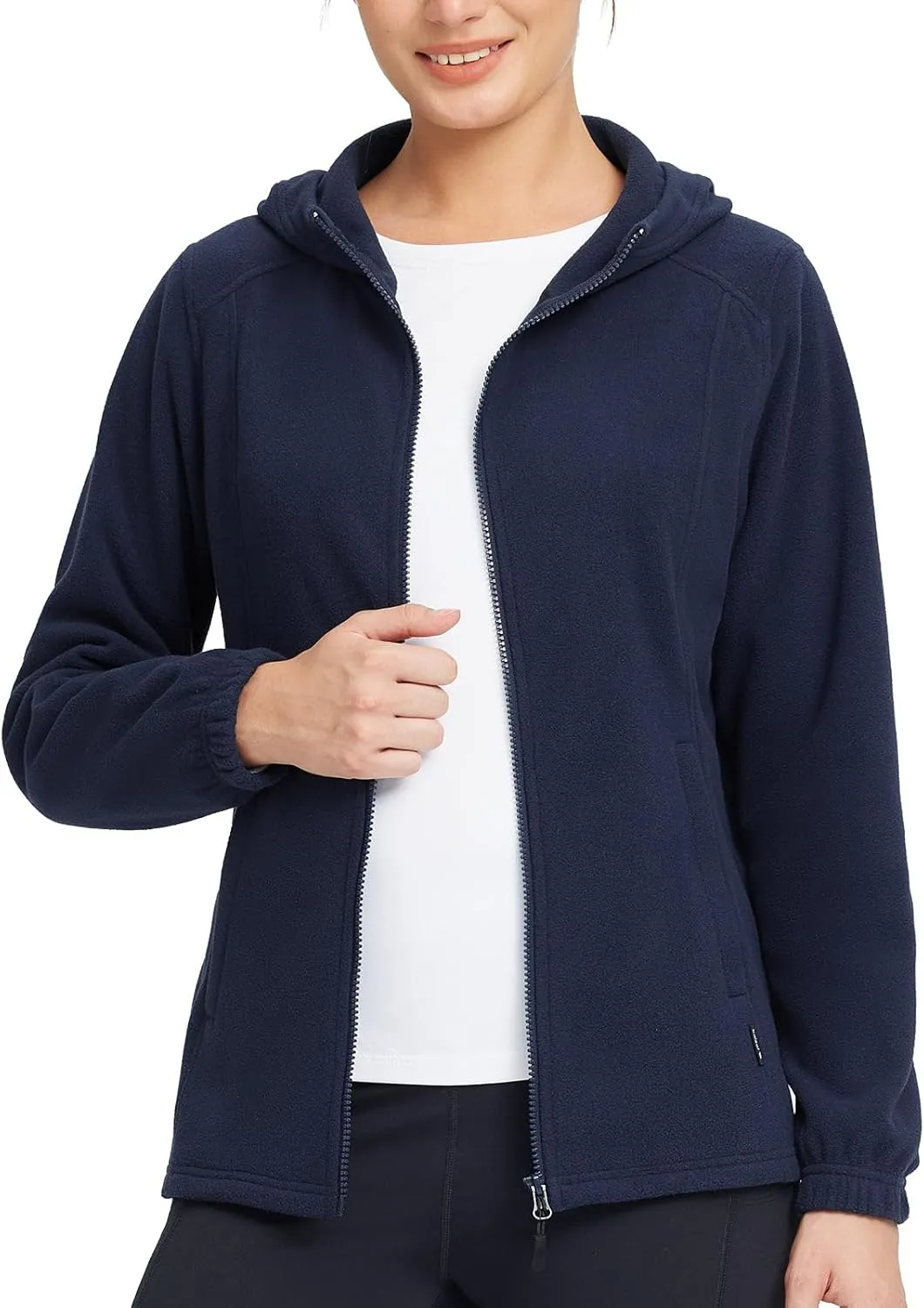 baleaf Women's Full Zip Soft Hooded Fleece Jacket Warm Polar Fleece Lightweight Jackets with Pockets for Hiking Casual