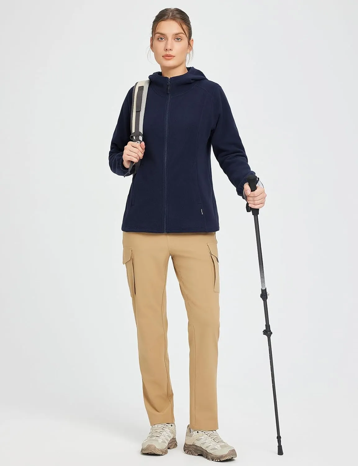 baleaf Women's Full Zip Soft Hooded Fleece Jacket Warm Polar Fleece Lightweight Jackets with Pockets for Hiking Casual