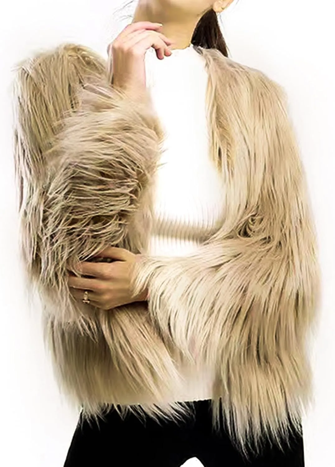 DreamsEden LED Fur Jacket Light Up Coat, Cool Fun Flashing Glow Costume for Rave Party