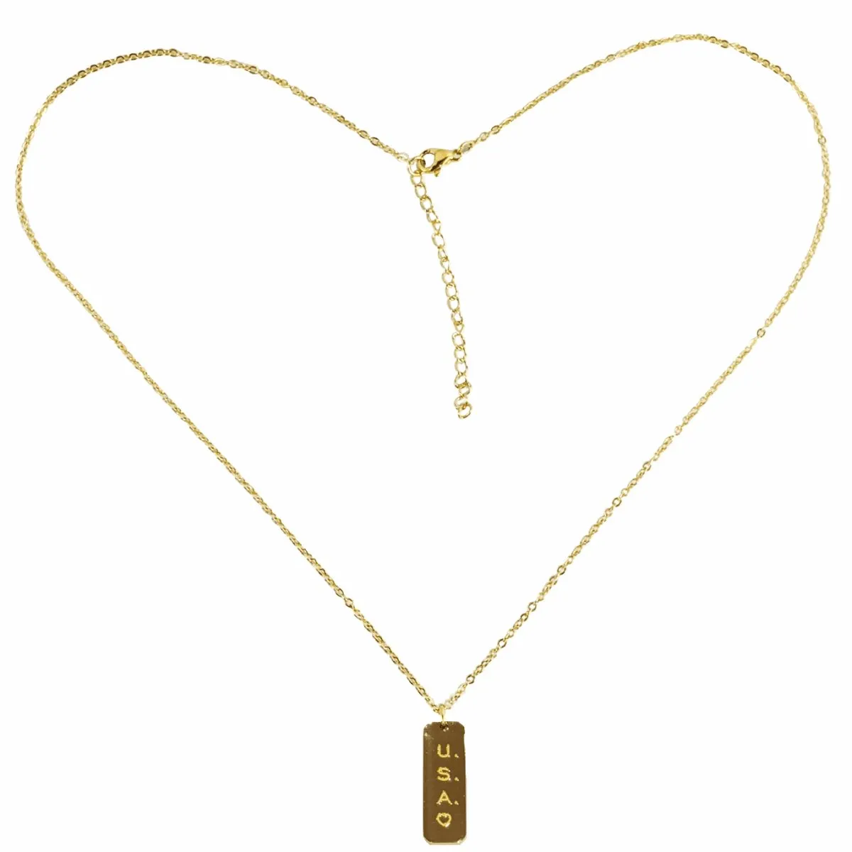 Elegant USA Dog Tag Necklace - 14K Gold Plated Jewelry