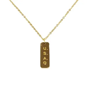 Elegant USA Dog Tag Necklace - 14K Gold Plated Jewelry