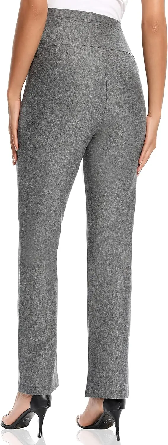 Foucome Women's Maternity Pants Comfy Stretch Dress Work Pants Straight Leg Pregnancy Slacks with Pockets