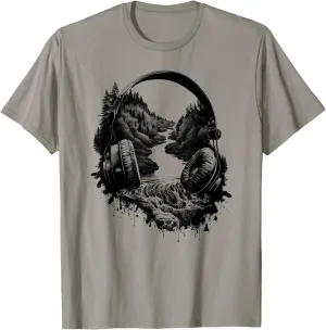 headphones in the nature, nature and music lover T-Shirt