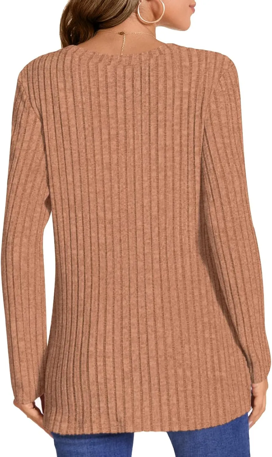 HOTGIFT Women's Pullover Sweaters Winter Tunic Tops Long Sleeve Crewneck Shirts Casual Comfortable Blouse