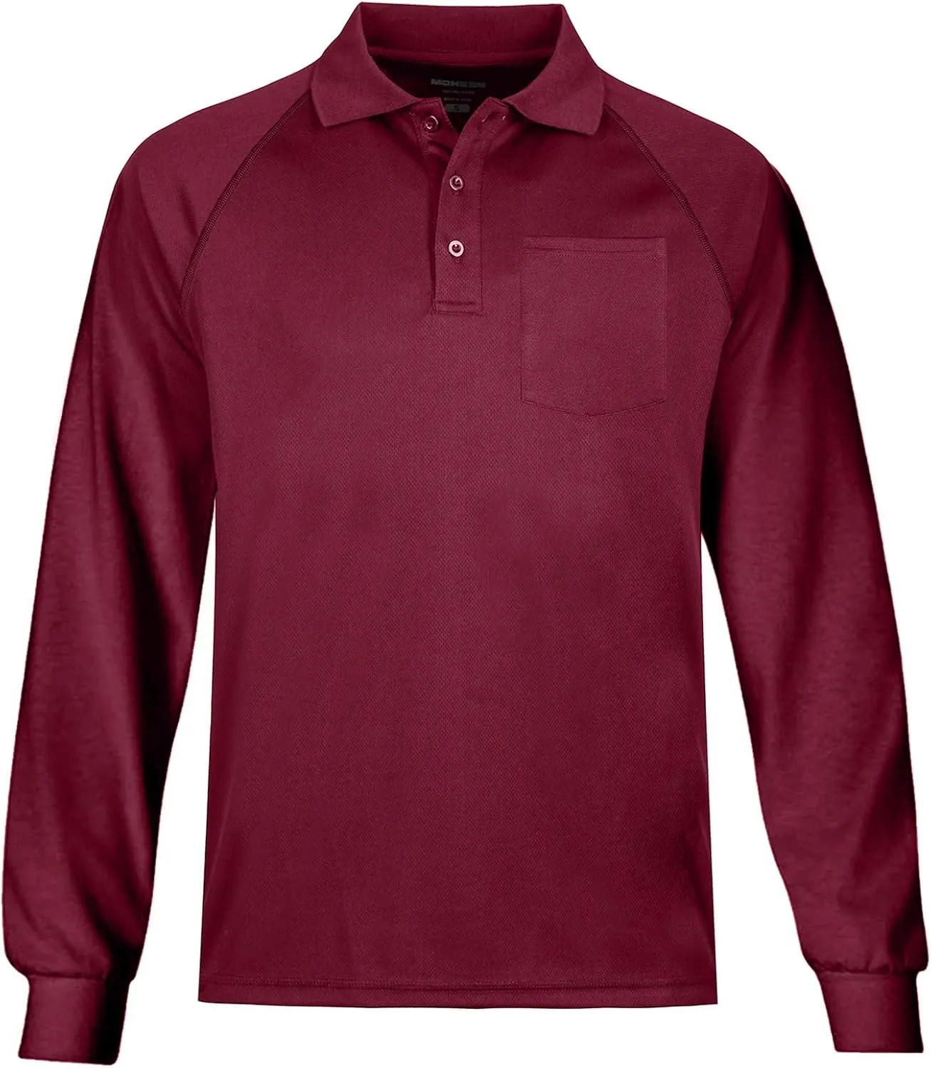 MOHEEN Men's Pique Polo Shirts Dry Fit UPF 50  Long Sleeve Golf Shirt Big and Tall M-6XL