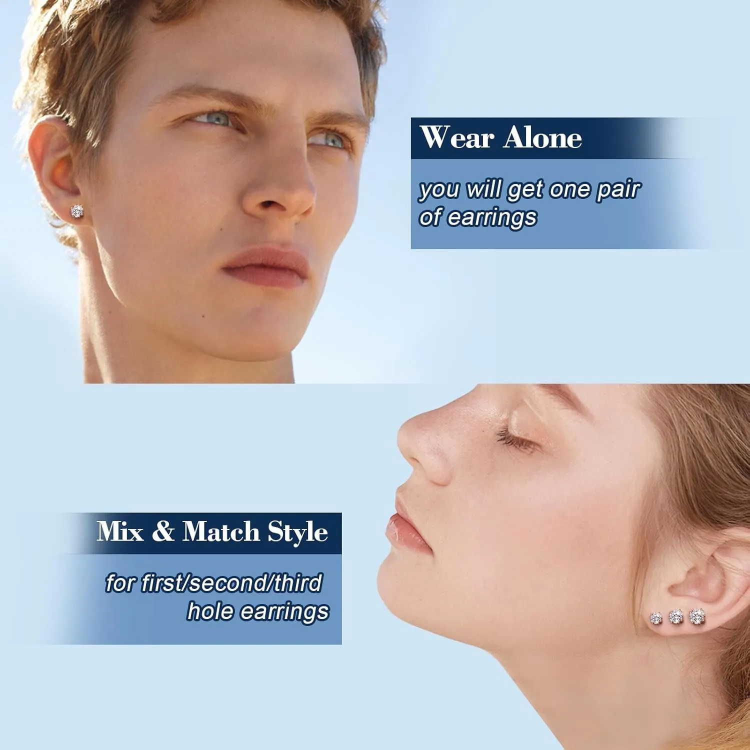 Moissanite Stud Earrings Screw Back 0.2-8 Carats (3-10mm) Moissanite Earrings for Women Men 18k Gold Plated 925 Sterling Silver Stud D Color VVS1 Round Stone Fathers Day Jewelry Gift