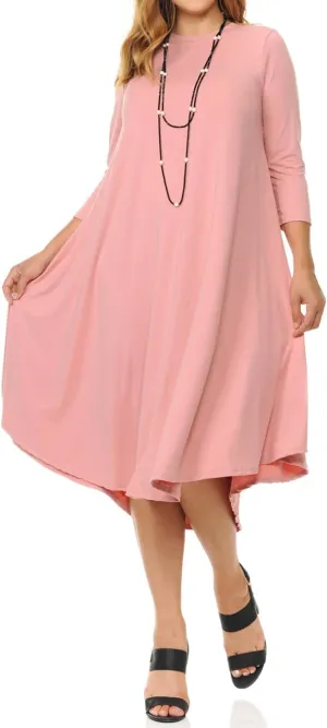 Pastel by Vivienne Women's Plus Size Swing Dress  3/4 Sleeve Elegant Flowy A-Line Midi  Soft & Comfortable