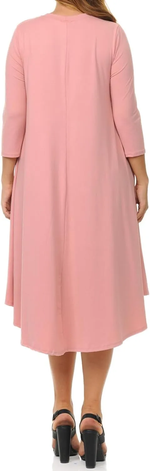 Pastel by Vivienne Women's Plus Size Swing Dress  3/4 Sleeve Elegant Flowy A-Line Midi  Soft & Comfortable