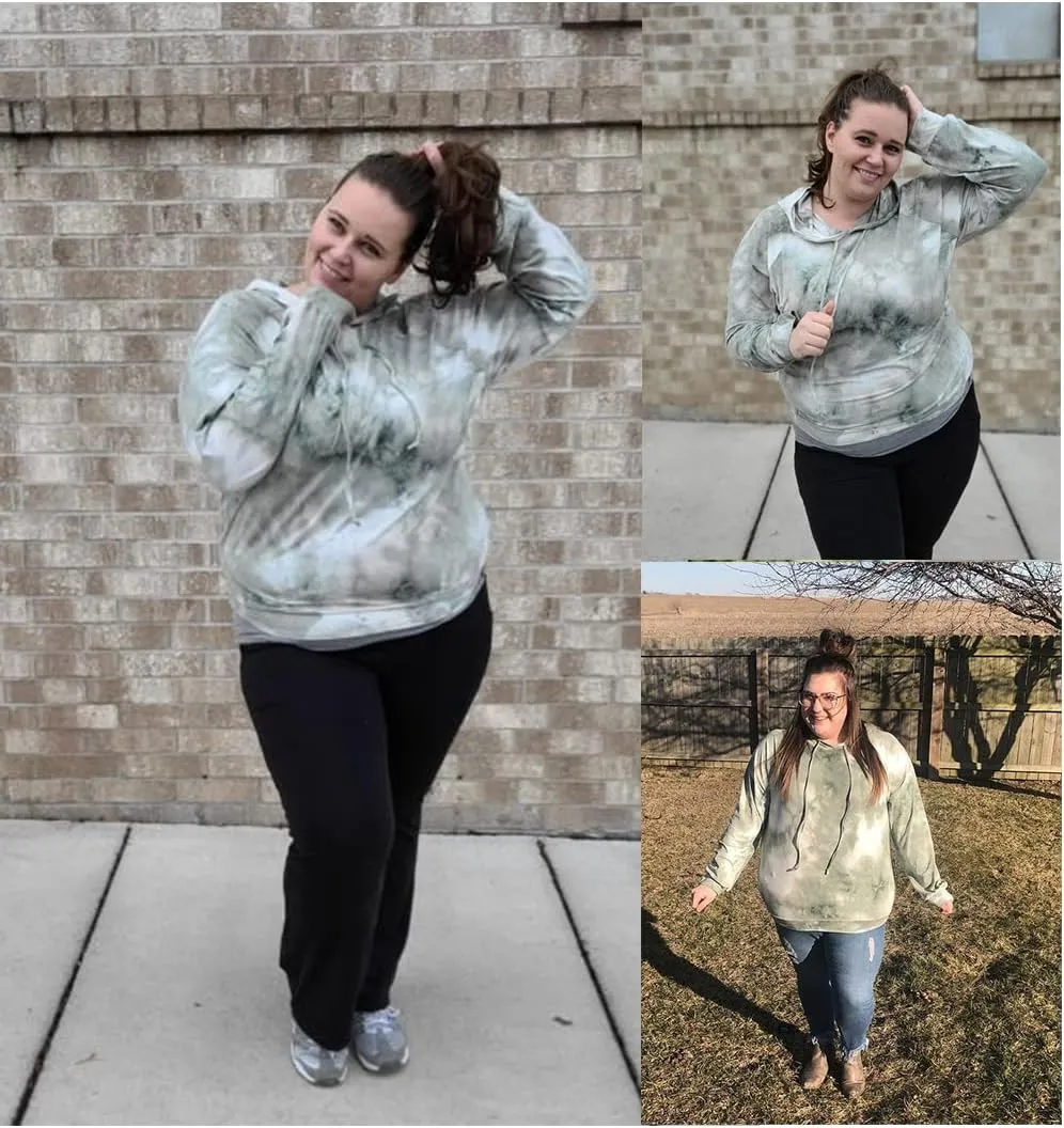 RITERA Women's Plus Size Hoodies Tie Dye Hoodie Long Sleeve Sweatshirts Drawstring Pullover Casual Sweater top L-5XL