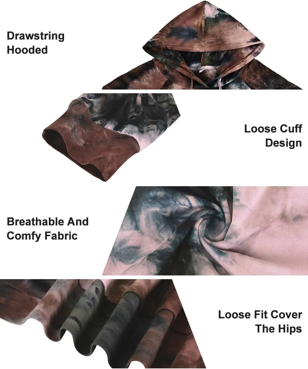 RITERA Women's Plus Size Hoodies Tie Dye Hoodie Long Sleeve Sweatshirts Drawstring Pullover Casual Sweater top L-5XL