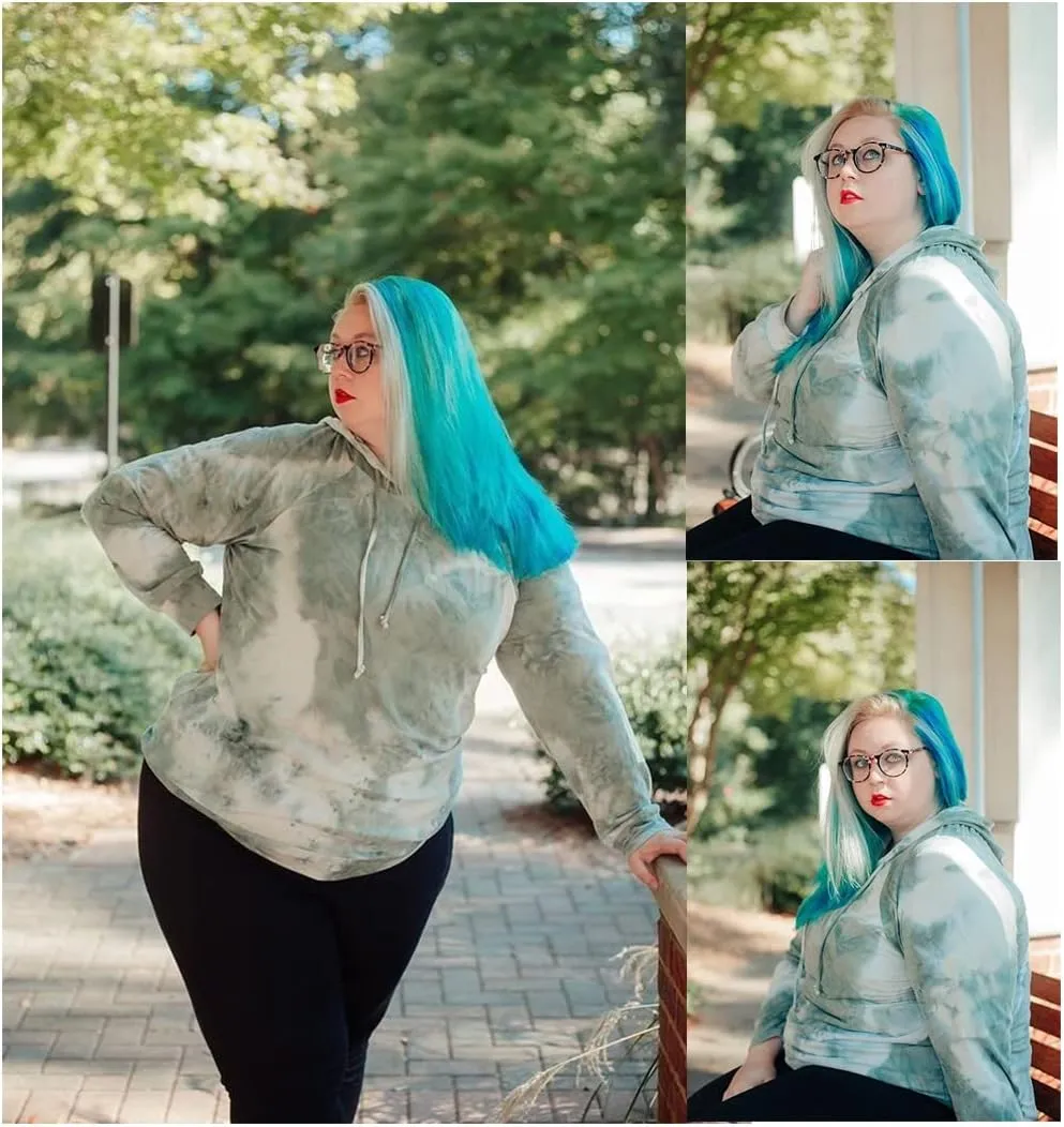 RITERA Women's Plus Size Hoodies Tie Dye Hoodie Long Sleeve Sweatshirts Drawstring Pullover Casual Sweater top L-5XL