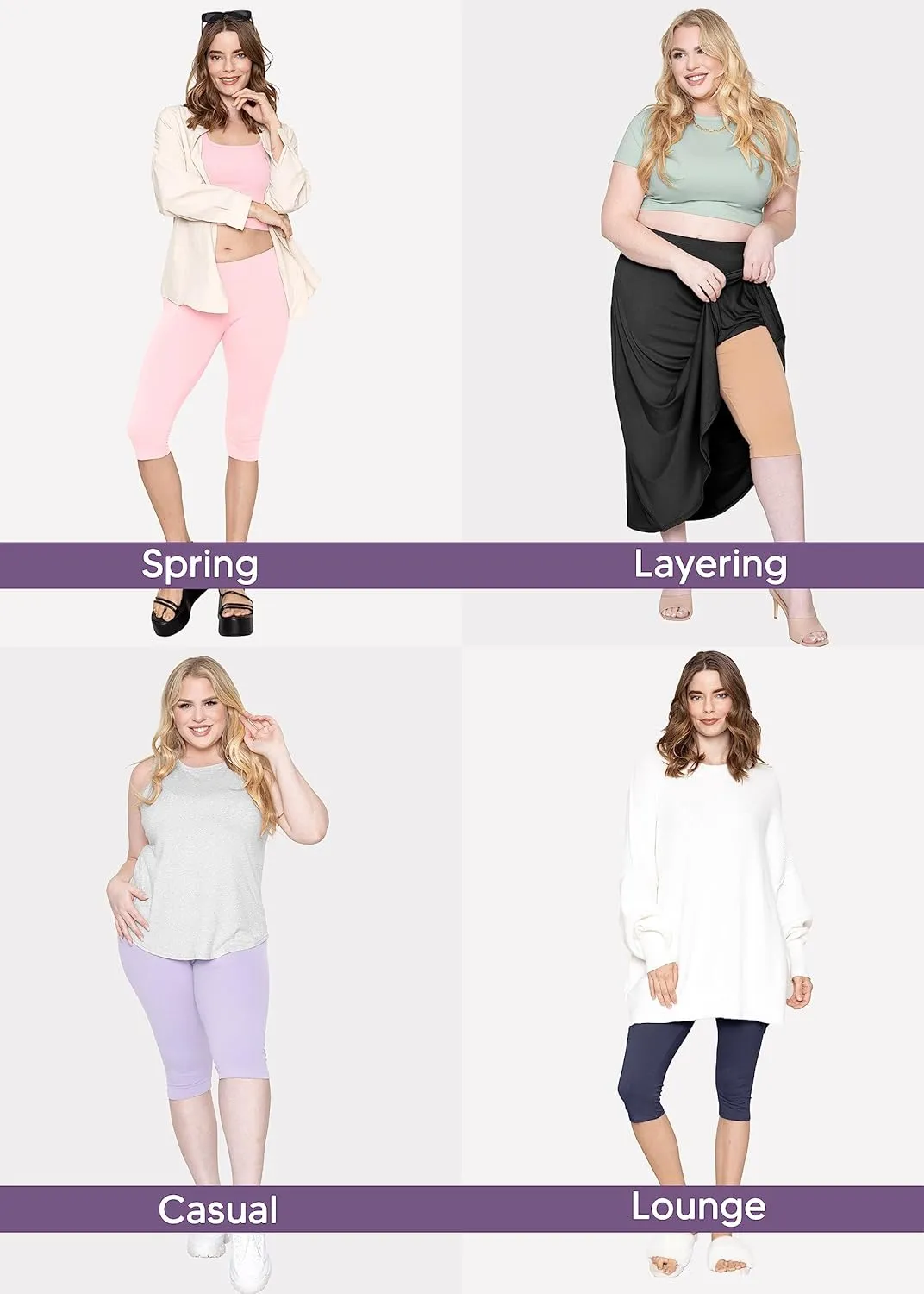 STRETCH IS COMFORT Women's and Plus Size Oh So Soft Full and Knee Length Leggings | Basic Essentials | Small to 7X
