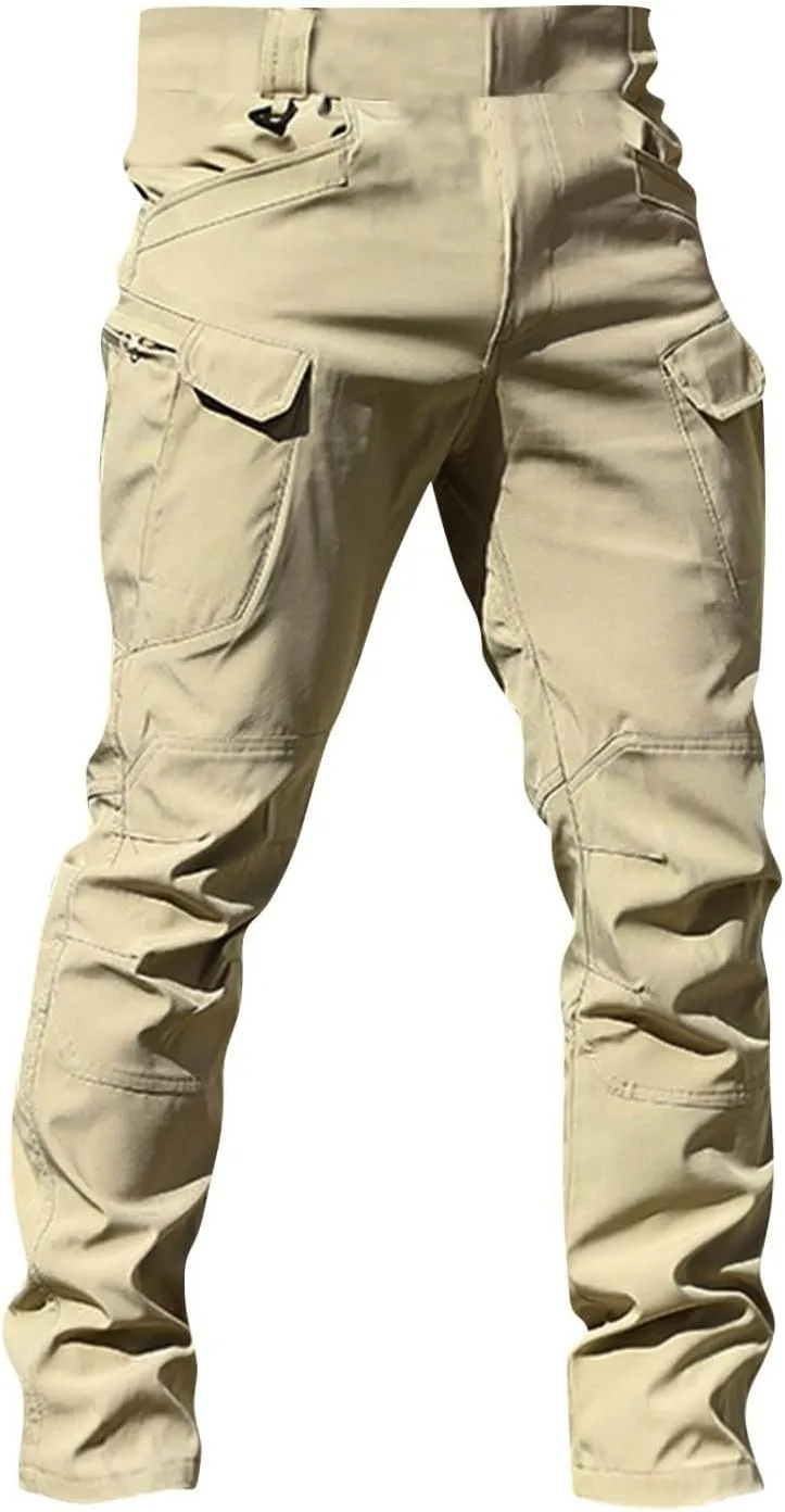 Tactical Pants for Men Stretch Ripstop Waterproof Zipper Cargo Hiking Pants Comfortable Work Pant Fishing with Pockets