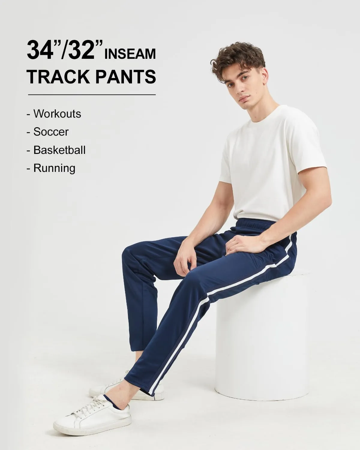 Zylioo Men's Tall Track Pants, Summer Lightweight Athletic Joggers with Zipper Pockets and Cuffs